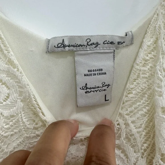 American Rag Cream Asymmetrical Ruffled Camisole tank top Large - Picture 2 of 5